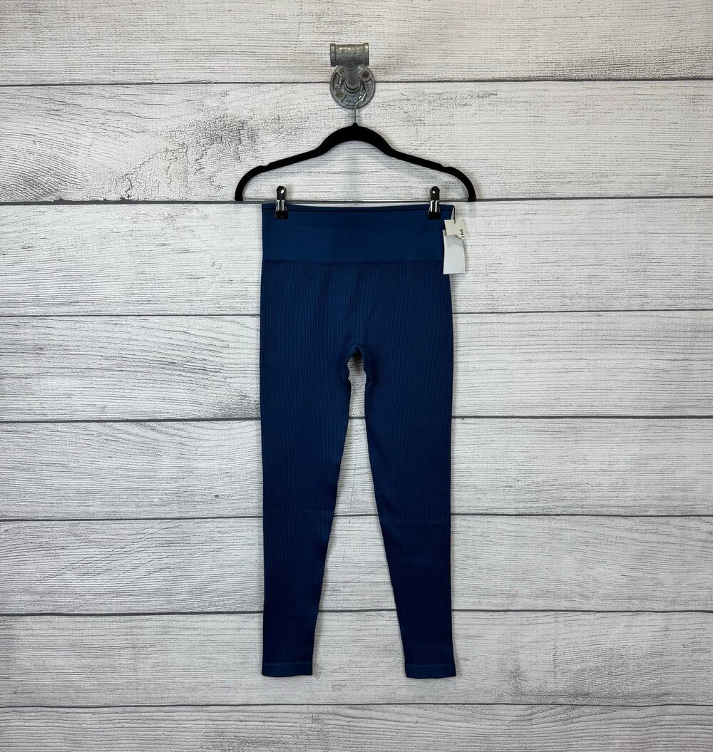 Maxxim Women's Blue Teal Ribbed High Waisted Active Leggings Size Medium